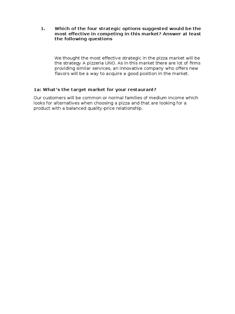 Which of The Four Strategic Options Suggested Would Be The Most ...