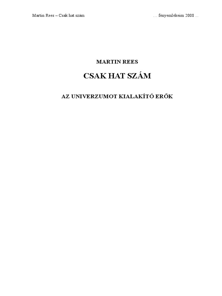 Rees Martin Csak Hat Szam | PDF