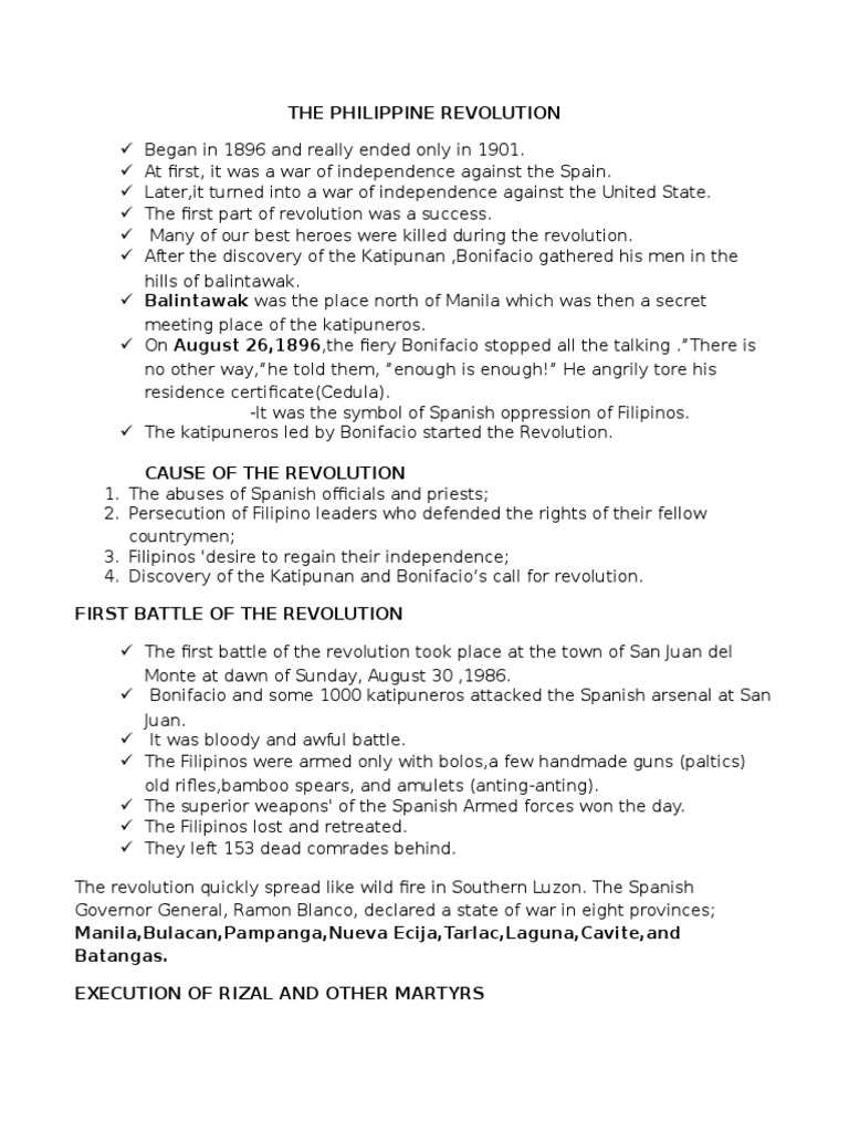 Philippine Revolution of 1896 Overview | PDF | Decolonisation | Wars Of ...