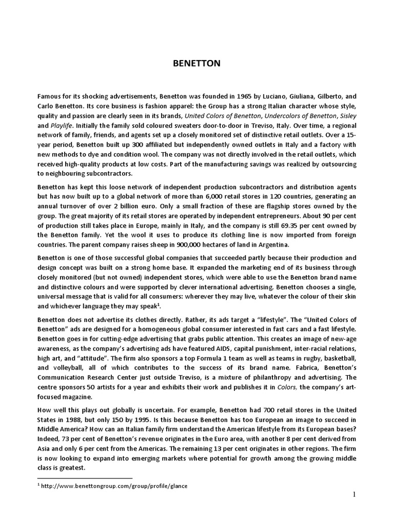 Benetton case study answers picture