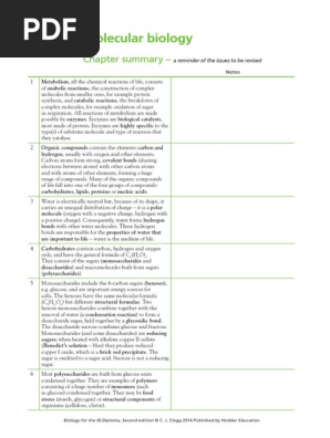 Biology for the IB Diploma Chapter 2 Summary
