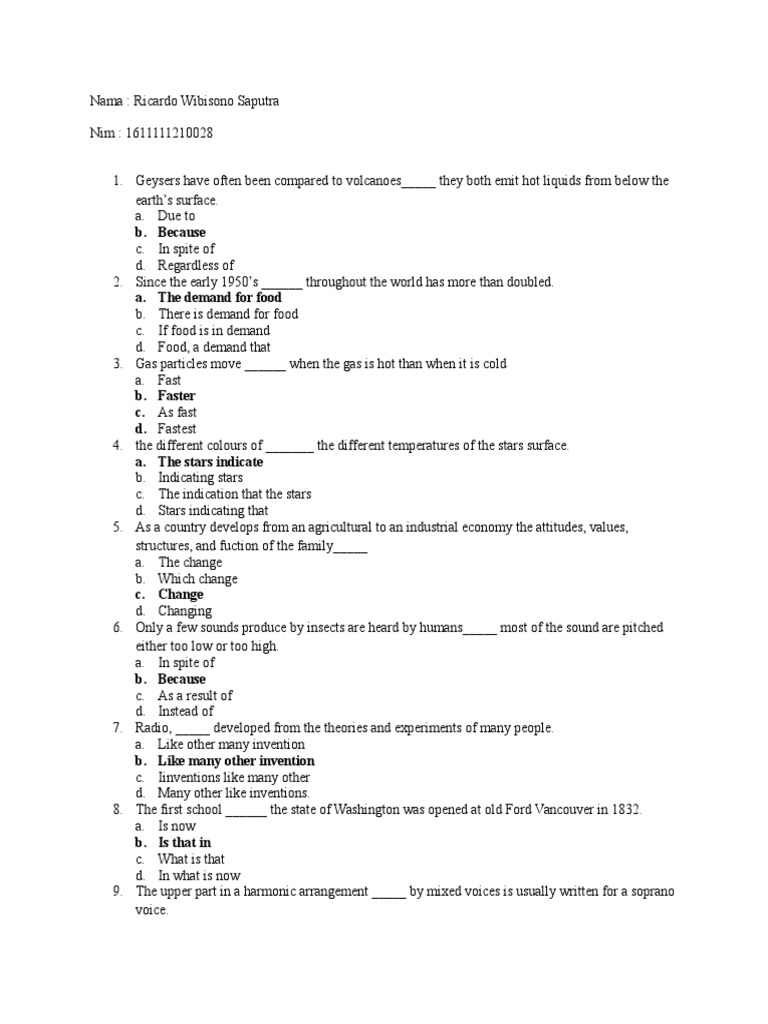 Contoh Soal Bahasa Inggris Toefl Earth Wound