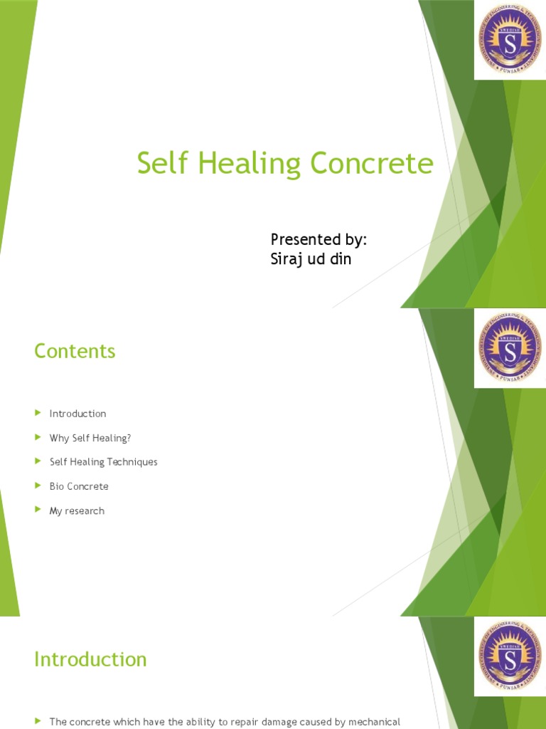 Bio-Inspired Self Healing Concrete Research | PDF | Reinforced Concrete ...