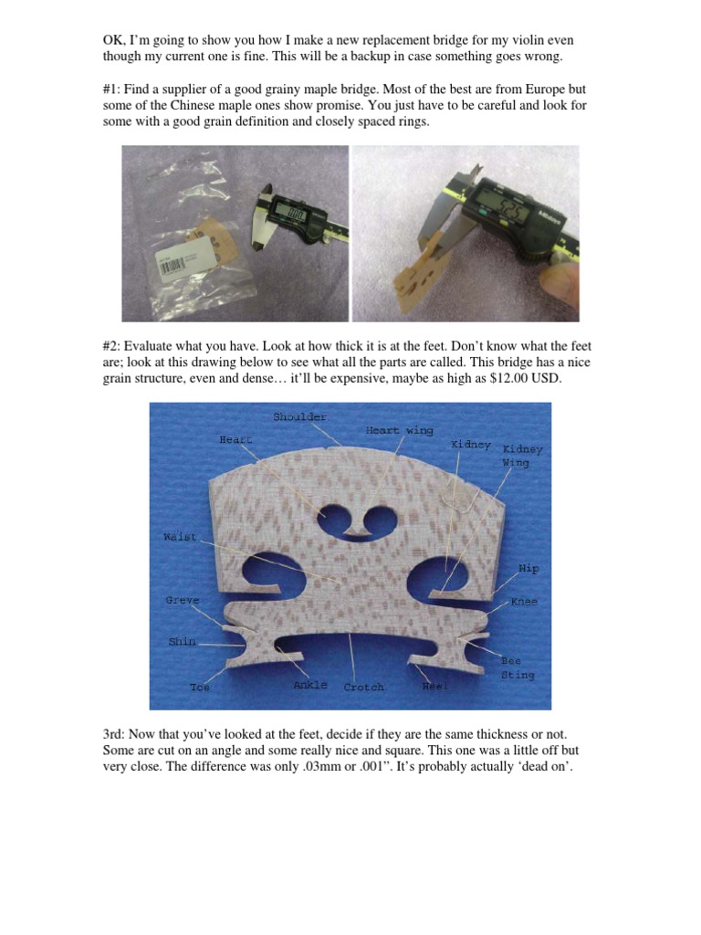 Making A New Violin Bridge PDF Violin Leisure