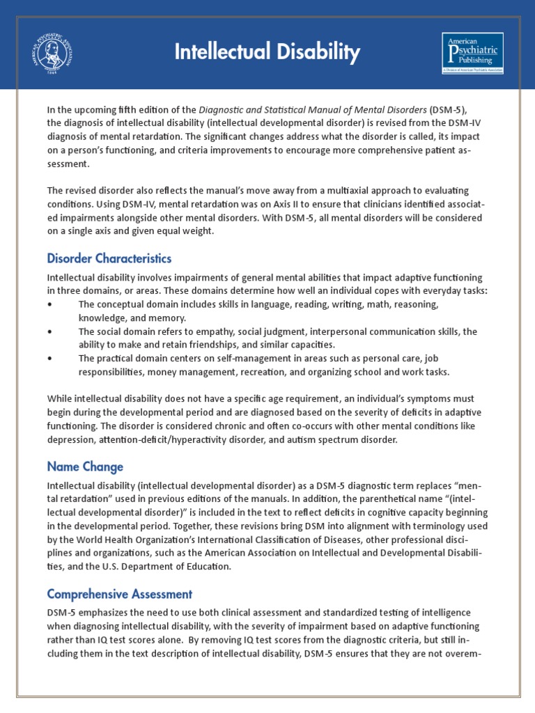 Intellectual Disability Fact Sheet.pdf Dsm 5 Intellectual Disability