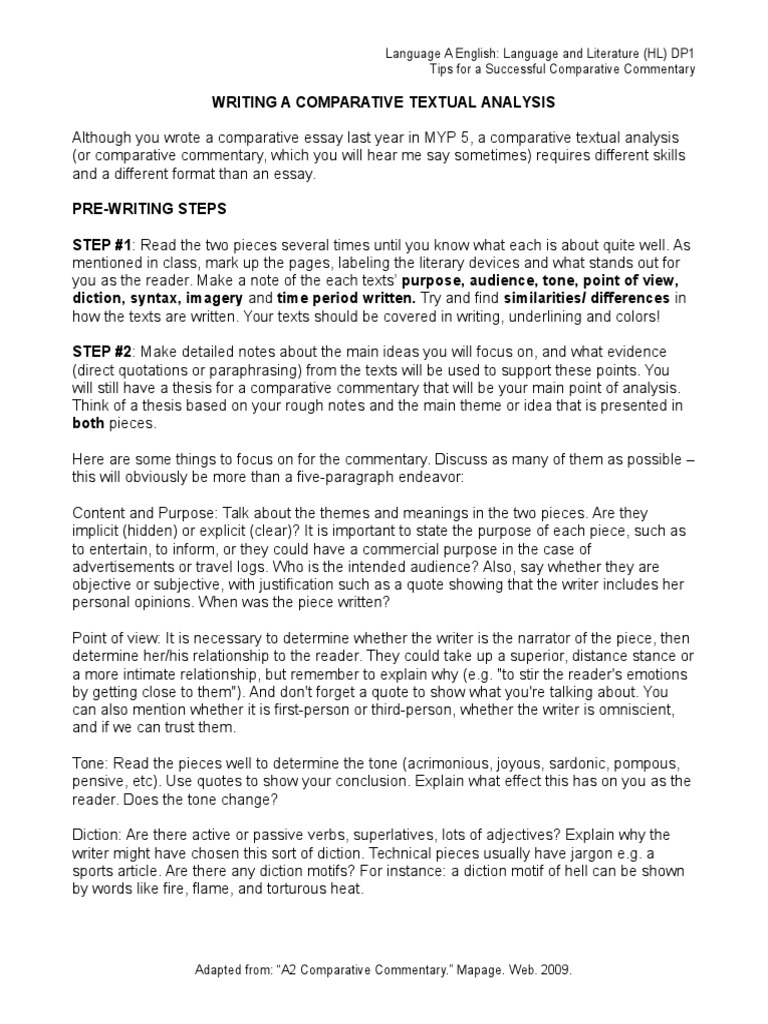 Comparative Textual Analysis | PDF | Narration | Essays