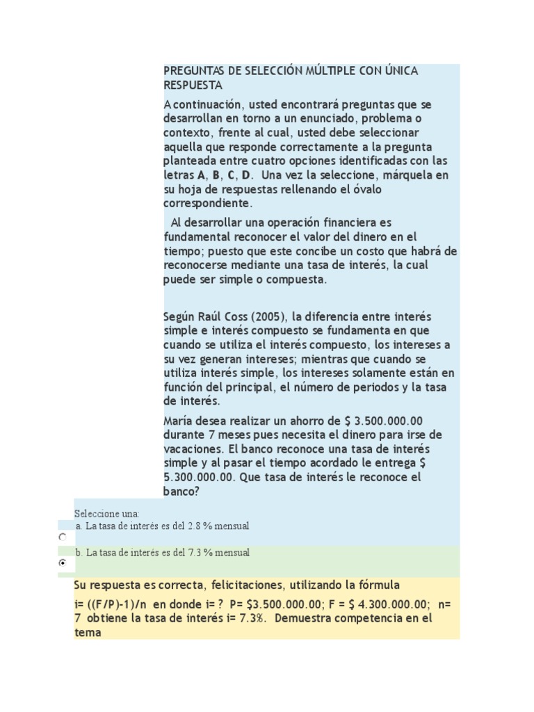 Actividad 2 - Test de Conocimiento Unidad 1 y 2 | PDF | Euro | Tasas de ...