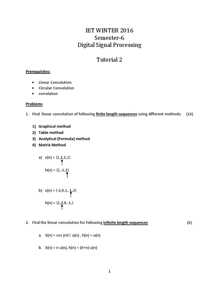Iet Winter 2016 Semester6 Digital Signal Processing Tutorial 2 PDF
