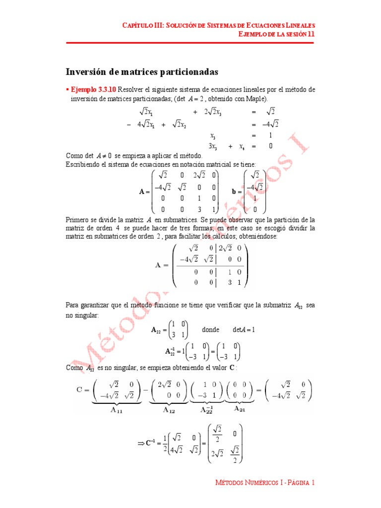Ejemplo Matriz Particionada | PDF | Matriz (Matemáticas) | Sistema de ...