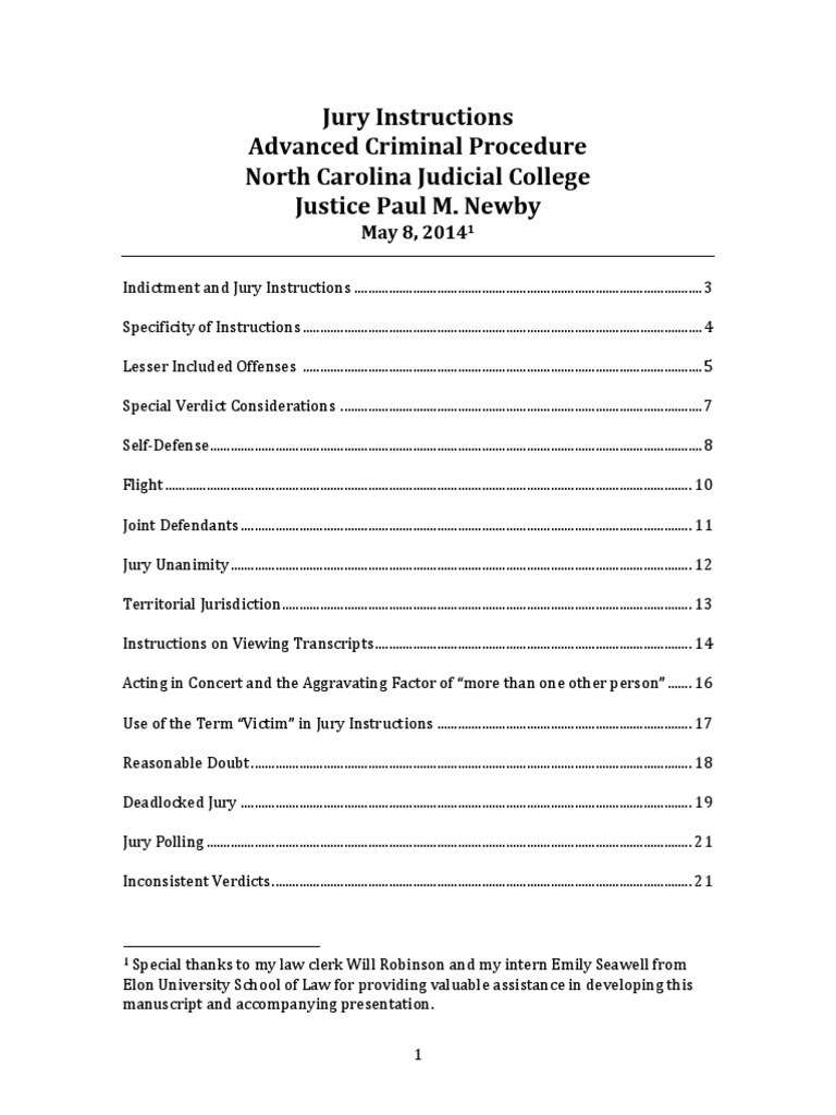 North Carolina Jury Instructions Guide | PDF | Burden Of Proof (Law ...