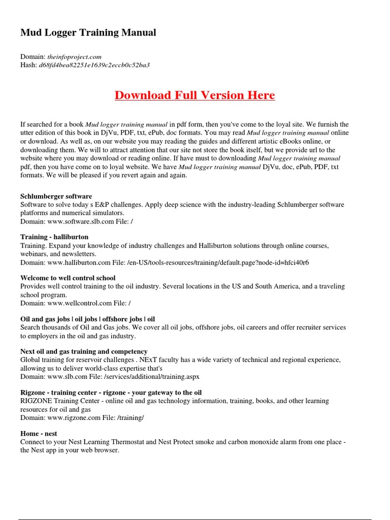 Mud Logger Training Manual PDF | PDF | Software | Computing And ...