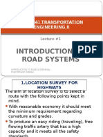 Introduction To Road Systems: CV - (404) Transportation Engineering Ii