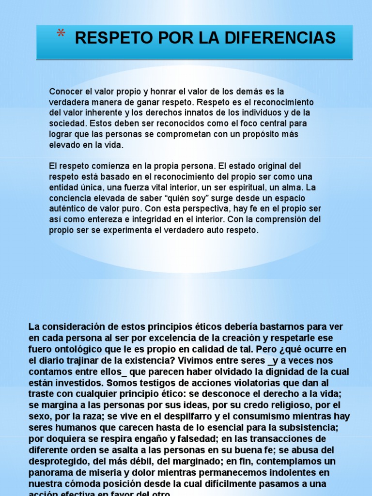 Valor y Respeto por las Diferencias | PDF | Dignidad | Conocimiento