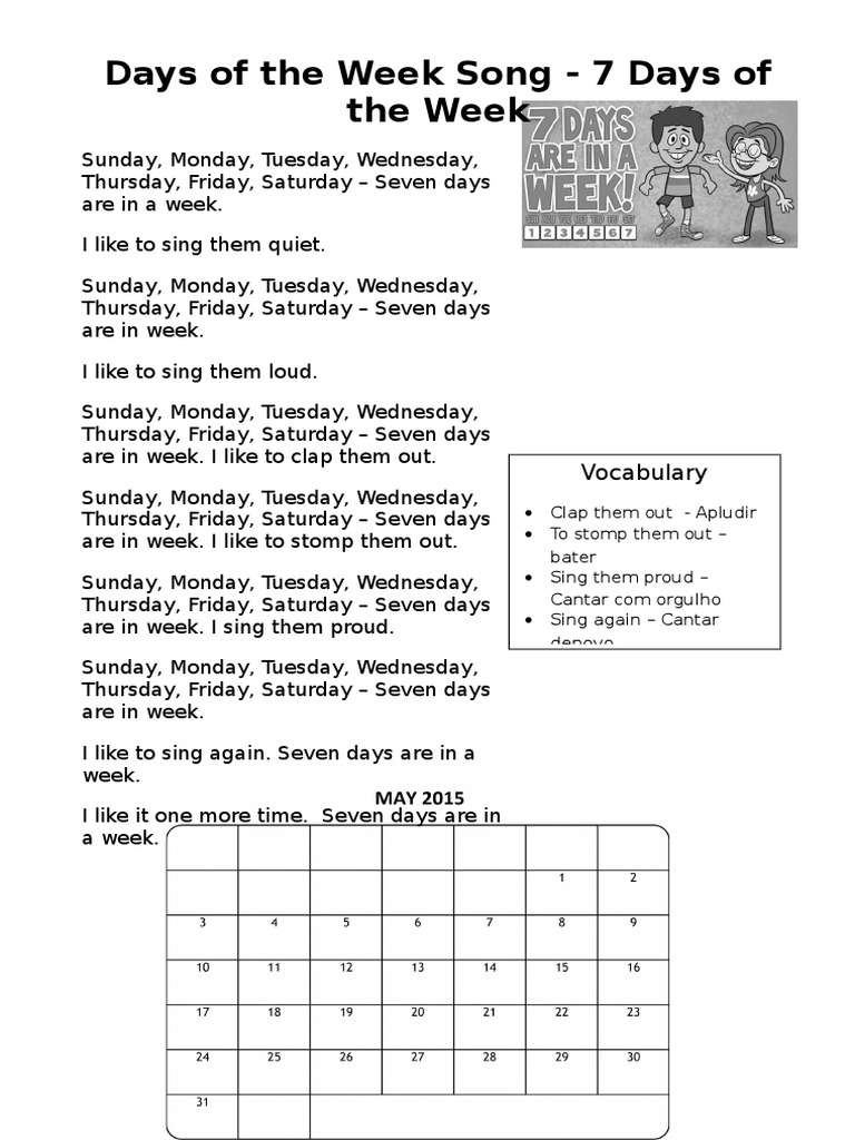 Days of the Week Song Learn the 7 Days with