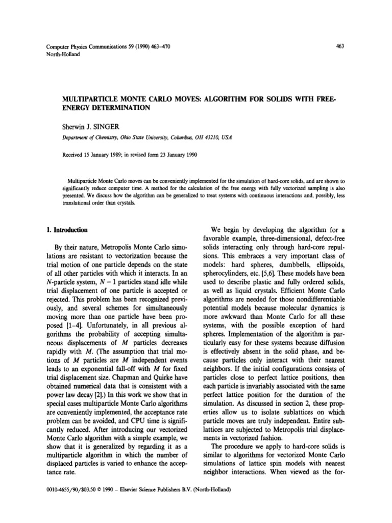 Monte Carlo Moves: For Solids Energy Determination | PDF | Monte Carlo ...