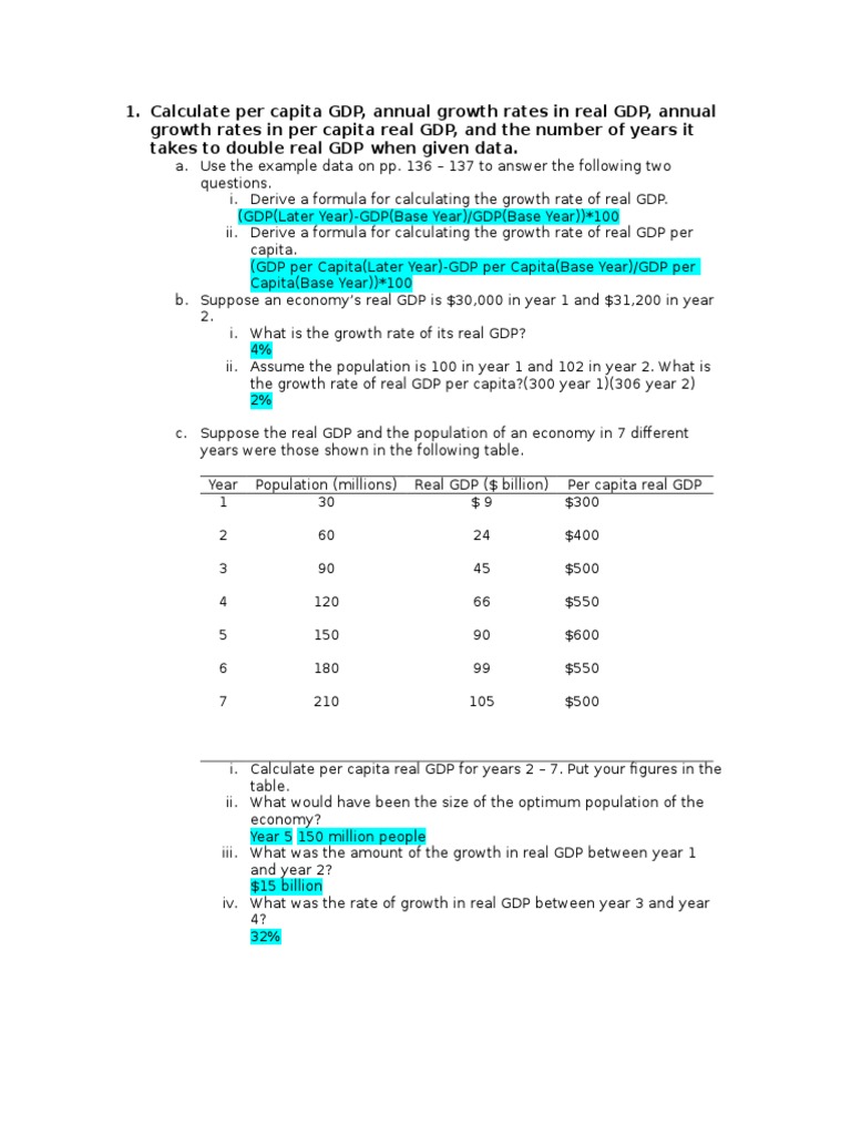 Calculate Per Capita GDP | PDF