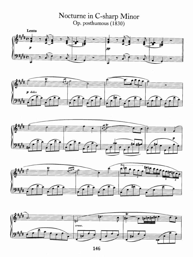 PDF sheet music image for Nocturne in C Sharp Minor, likely labeled as “Nocturne in C Sharp Minor Op Chopin | PDF”
