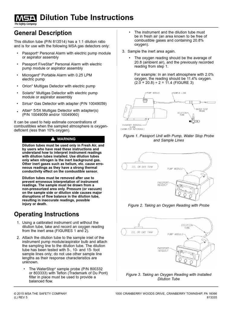 Dilution Tube Instruction Manual en PDF Oxygen Atmosphere Of Earth