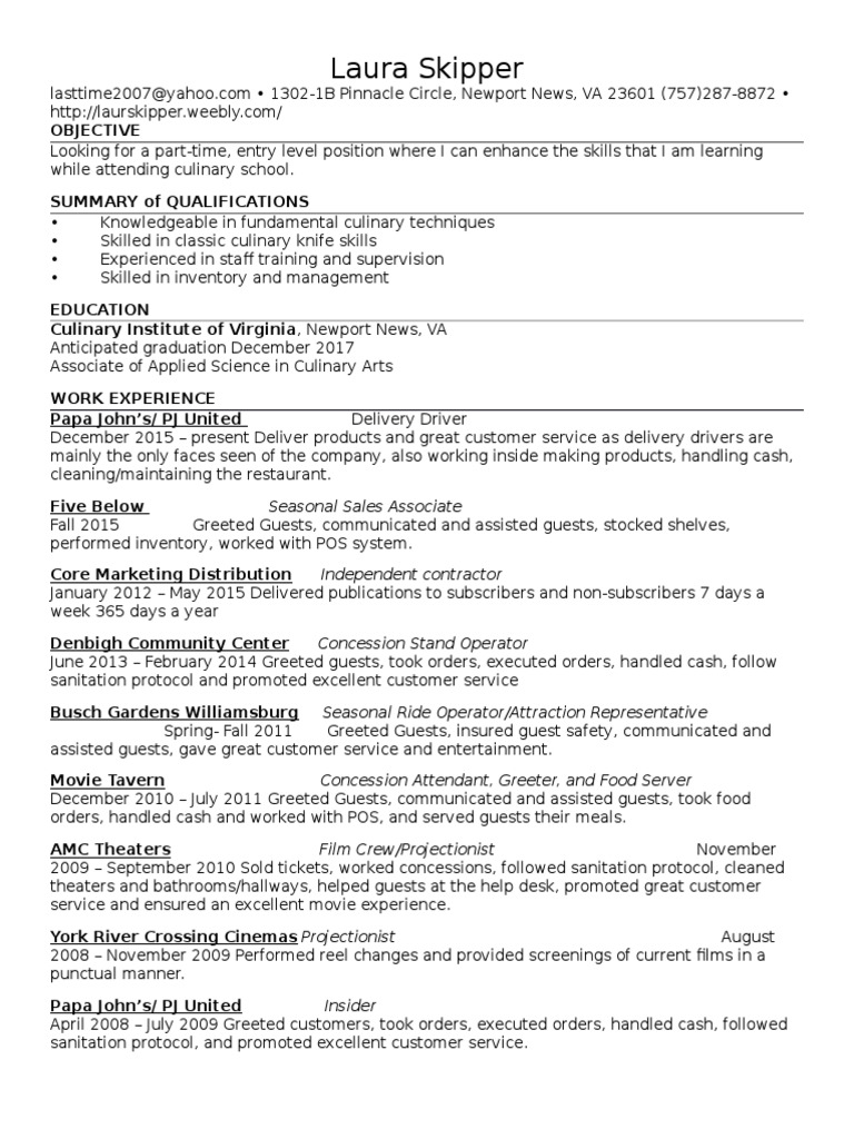 Culinary Student Seeking Entry-Level Job | PDF | Cinema Industry | Foods