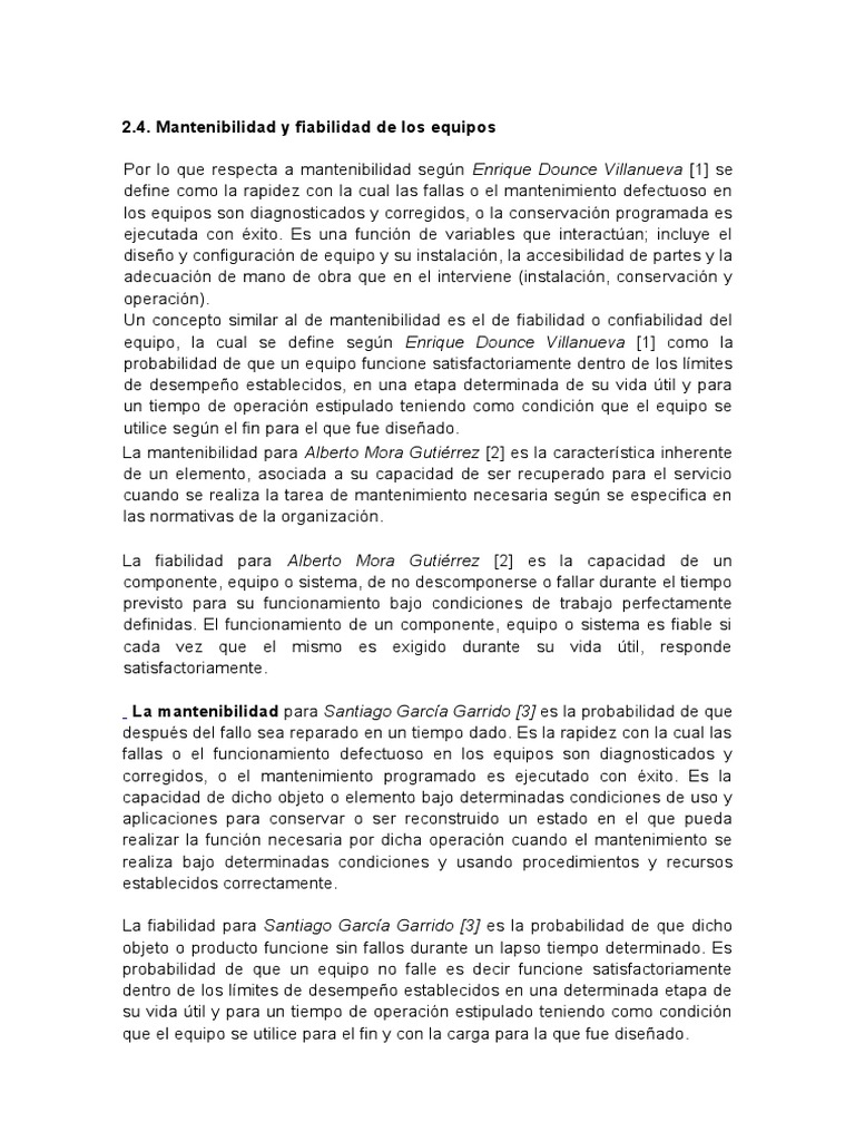 Mantenibilidad Y Fiabilidad De Los Equipos Pdf Ingeniería De