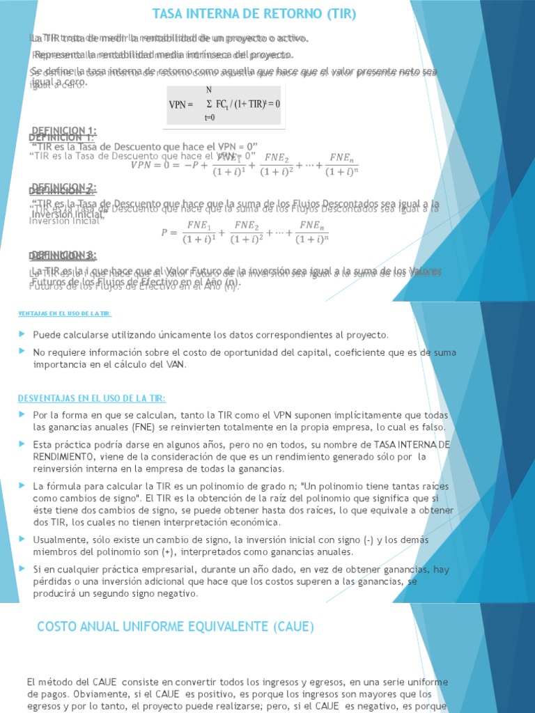 Presentación 1 | PDF | Tasa interna de retorno | Valor presente neto
