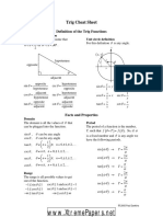 Trig Cheat Sheet: Definition of The Trig Functions