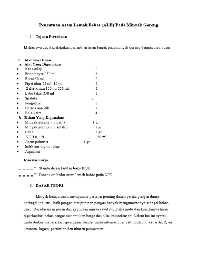 Penentuan Asam Lemak Bebas | PDF
