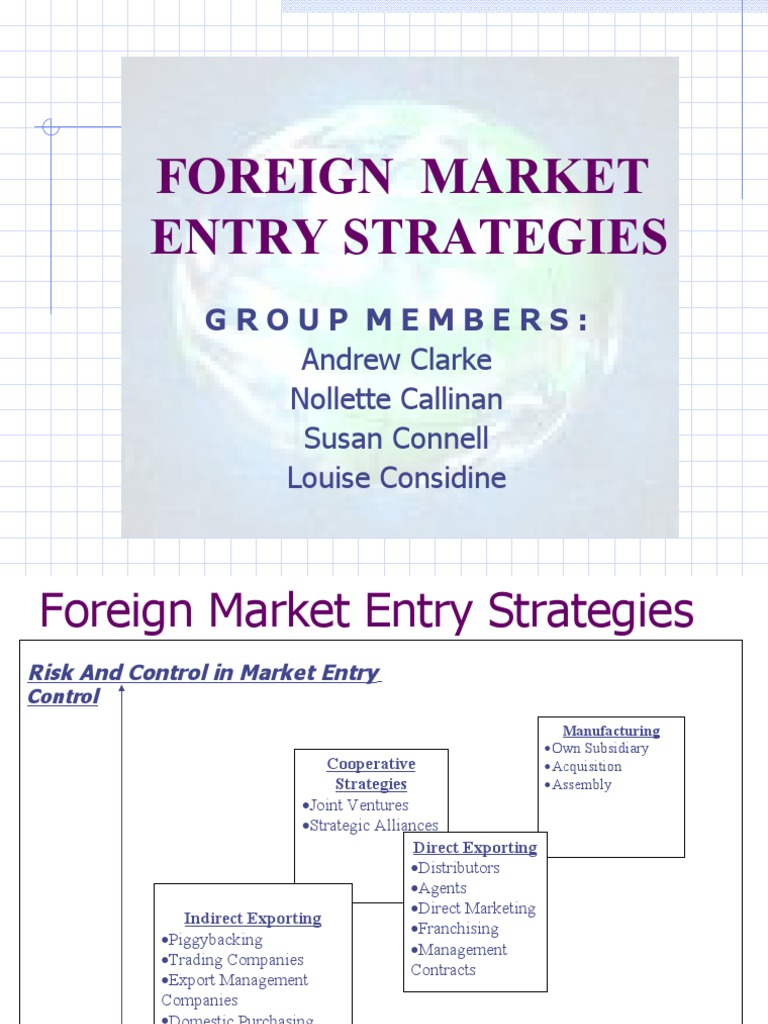 Foreign Market Entry Strategies | PDF | Mergers And Acquisitions | Exports