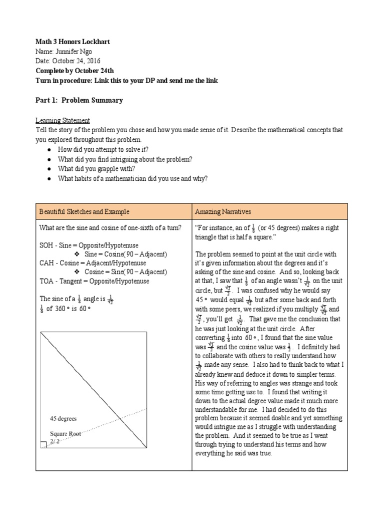 Math3honorslockhartgroup 1 | PDF | Teaching Methods & Materials | Home ...