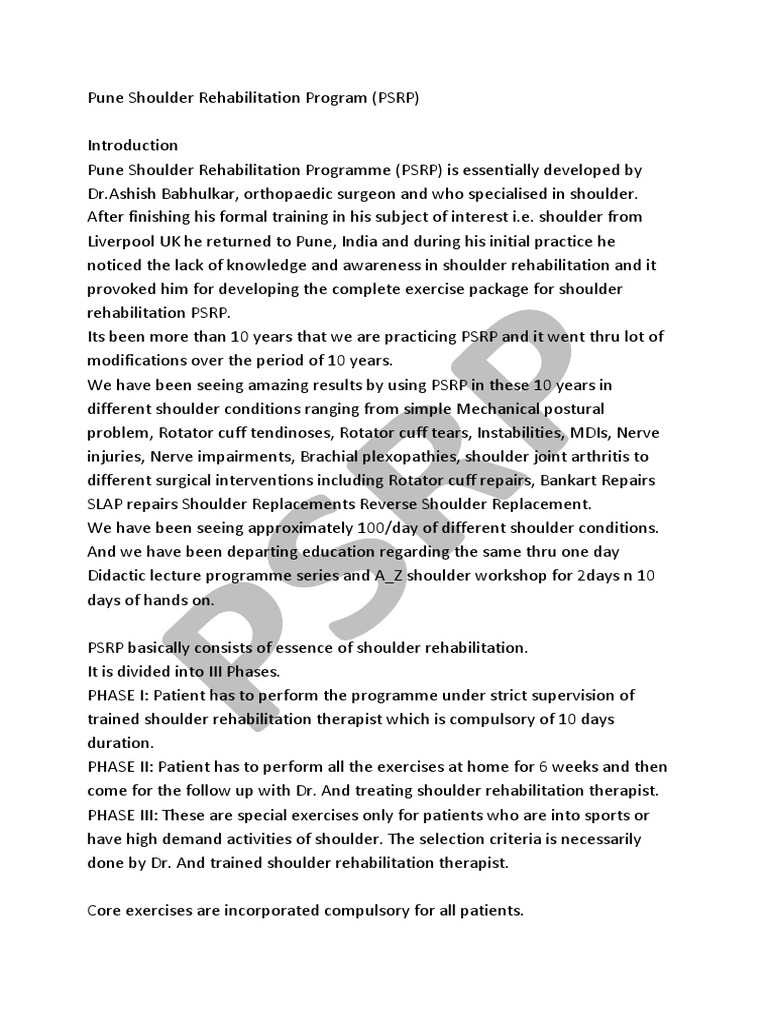 Pune Shoulder Rehabilitation Program | PDF | Anatomical Terms Of Motion ...