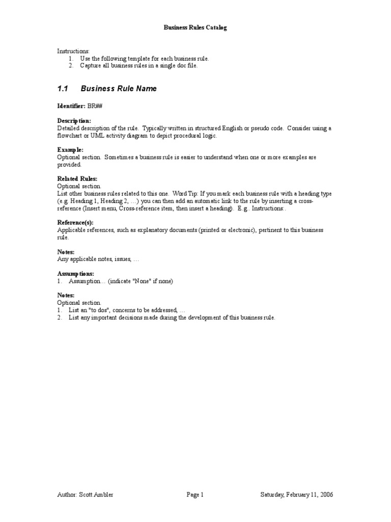 Business Rules Documentation Template | PDF | Computer Programming ...
