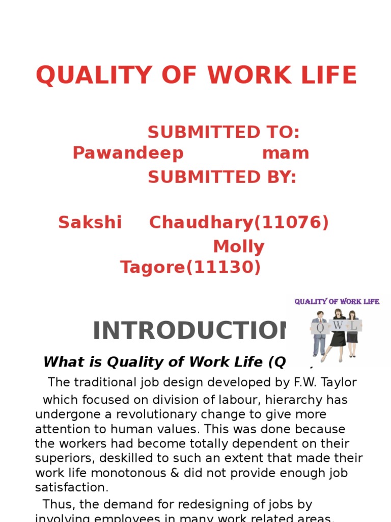 Understanding Quality of Work Life | PDF | Industrial And ...