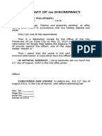 Affidavit of No Discrepancy: Republic of The Philippines) City of Las Pinas) S.S