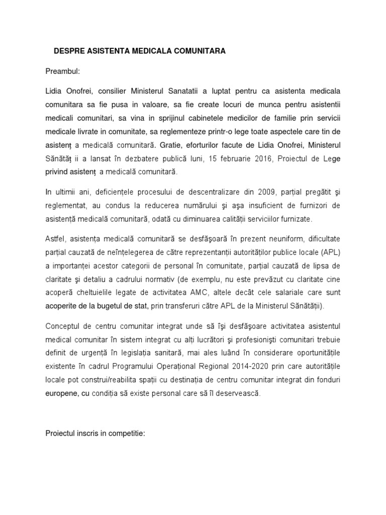 Asistenta Medicala Comunitara PDF | PDF