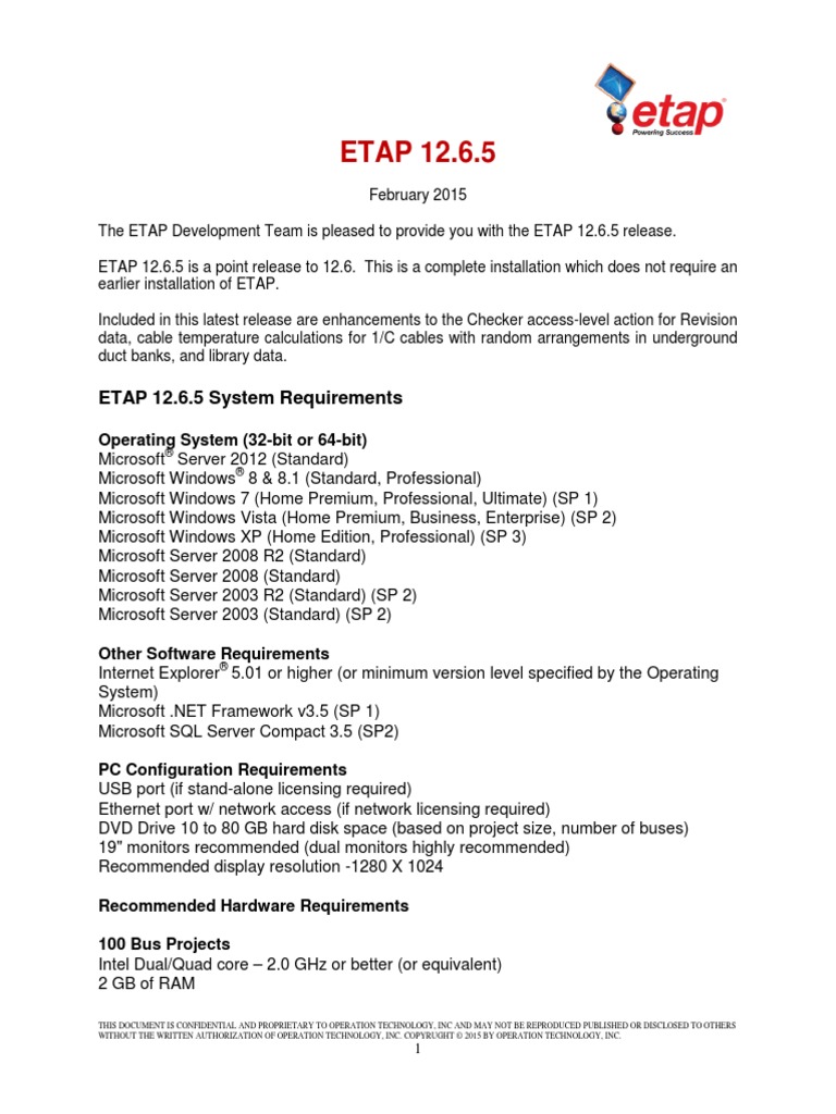 ETAP 12.6.5 Help | PDF | Windows Server 2003 | Microsoft Windows