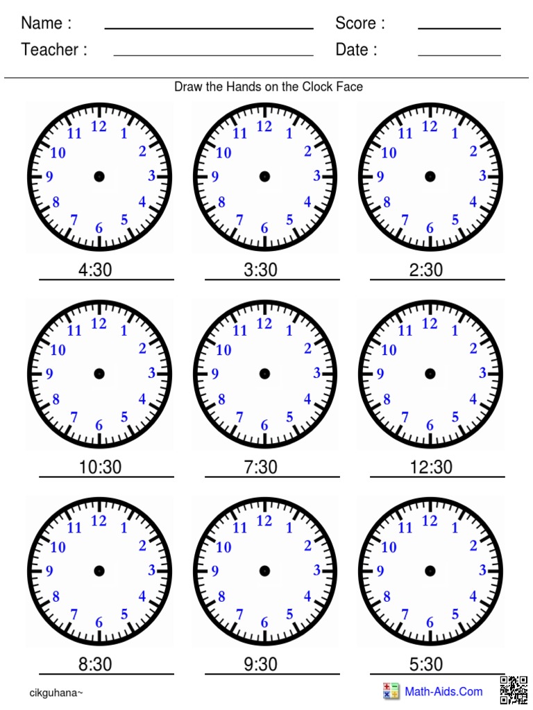 Draw the Clock Hands Worksheets | PDF | Teaching Methods & Materials ...