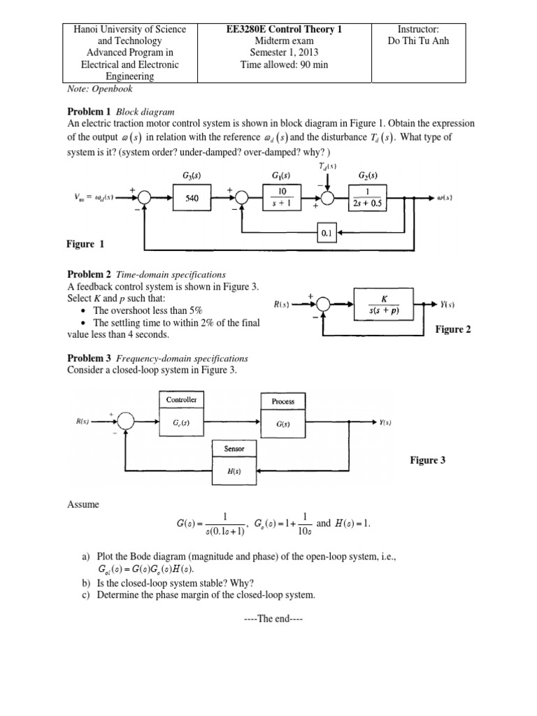 EE3280E Control Theory 1 | PDF