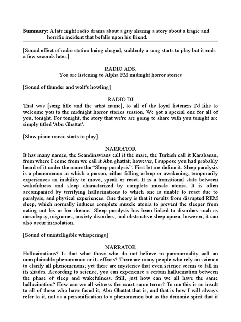 Audio Visual Script | PDF | Psychological States | Sleep