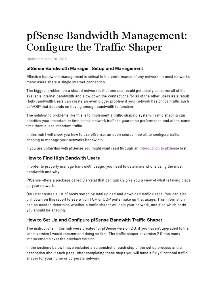 pfSense Traffic Shaping Guide | PDF | Voice Over Ip | Peer To Peer