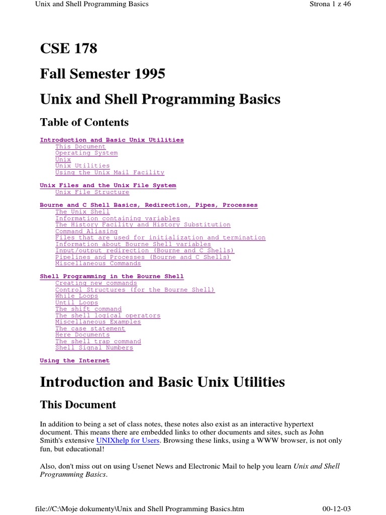 Unix and Shell Programming Basics | PDF | Command Line Interface | File ...