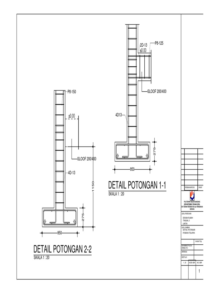 26.detail Potongan Pondasi Telapak | PDF