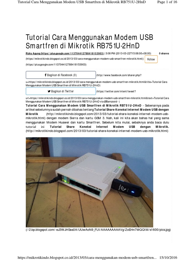 Tutorial Cara Menggunakan Modem Usb Smartfren Di Mikrotik