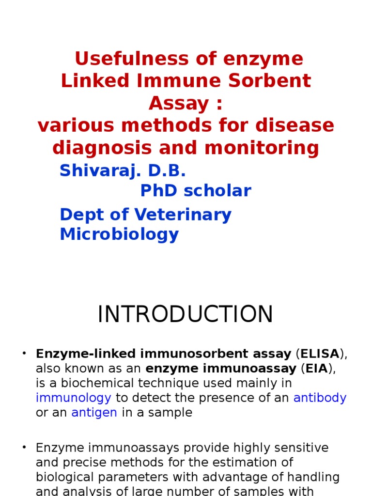Usefulness of Enzyme Linked Immune Sorbent Assay: Various Methods For ...