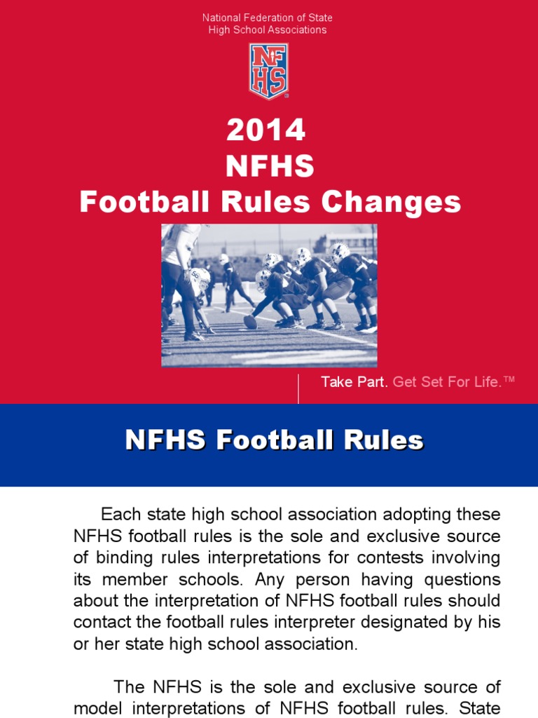 2014 NFHS Football Rules PowerPoint PDF American Football Teams