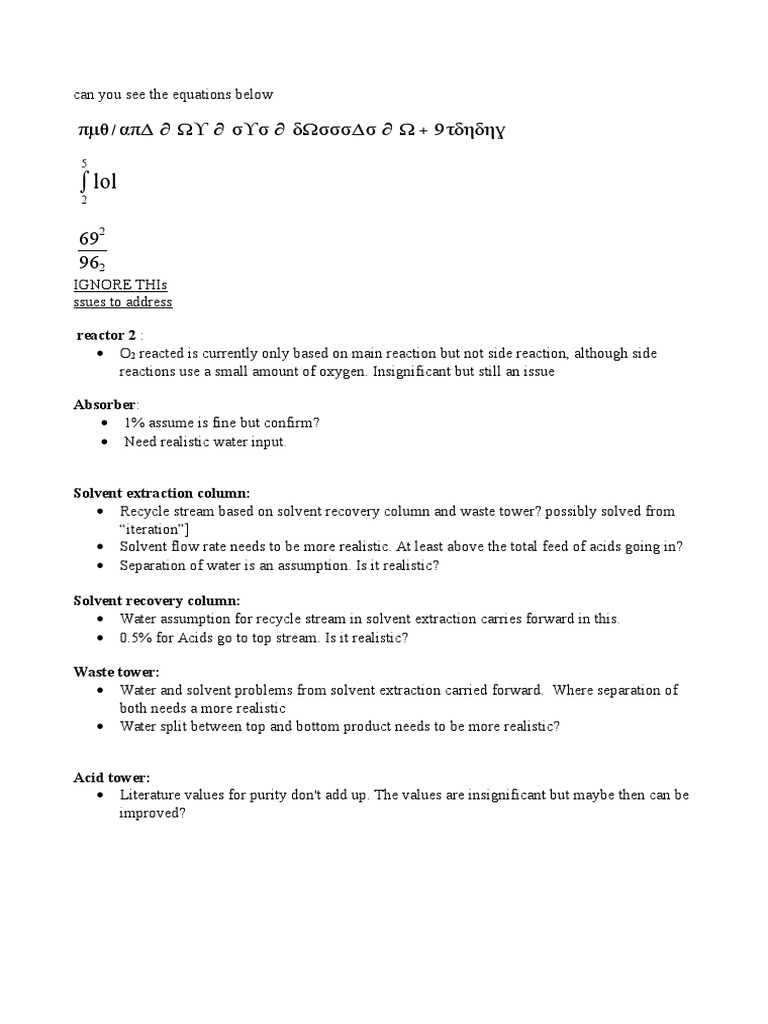 Mass Balance Description Pdf Mole Unit Acetic Acid