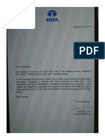 Ratan Tata Letter