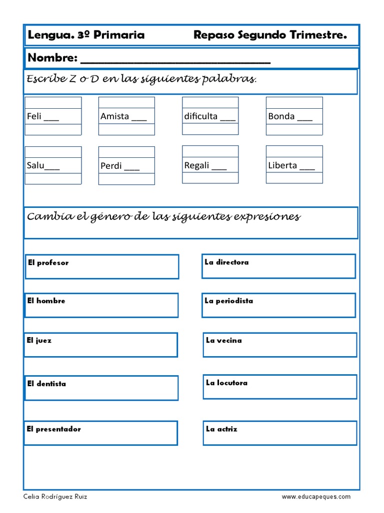 Repaso de Lengua para 3º Primaria | PDF | Sustantivo | Barcos