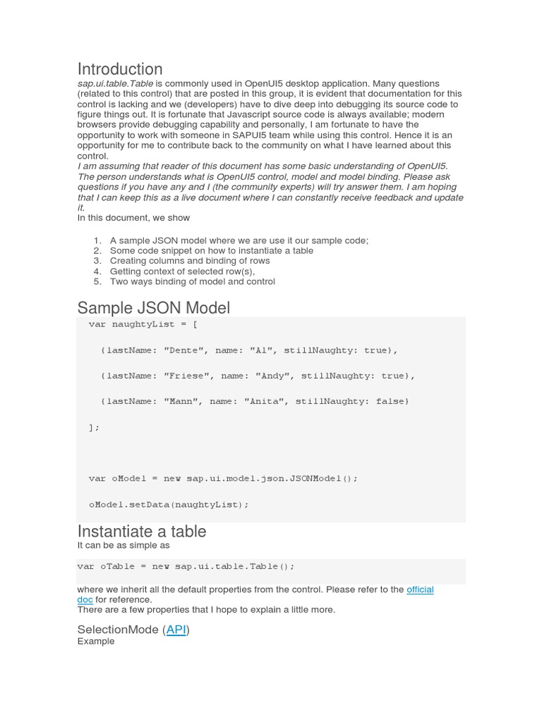 Understanding Sap Ui.table Table in 10 Minutes PDF Array Data Structure Software