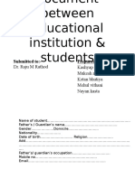 Agreement Document Between Educational Institution & Students