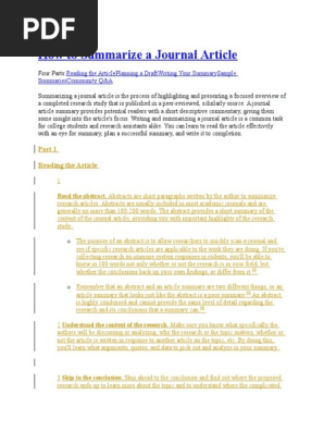 How to Summarize a Journal Article